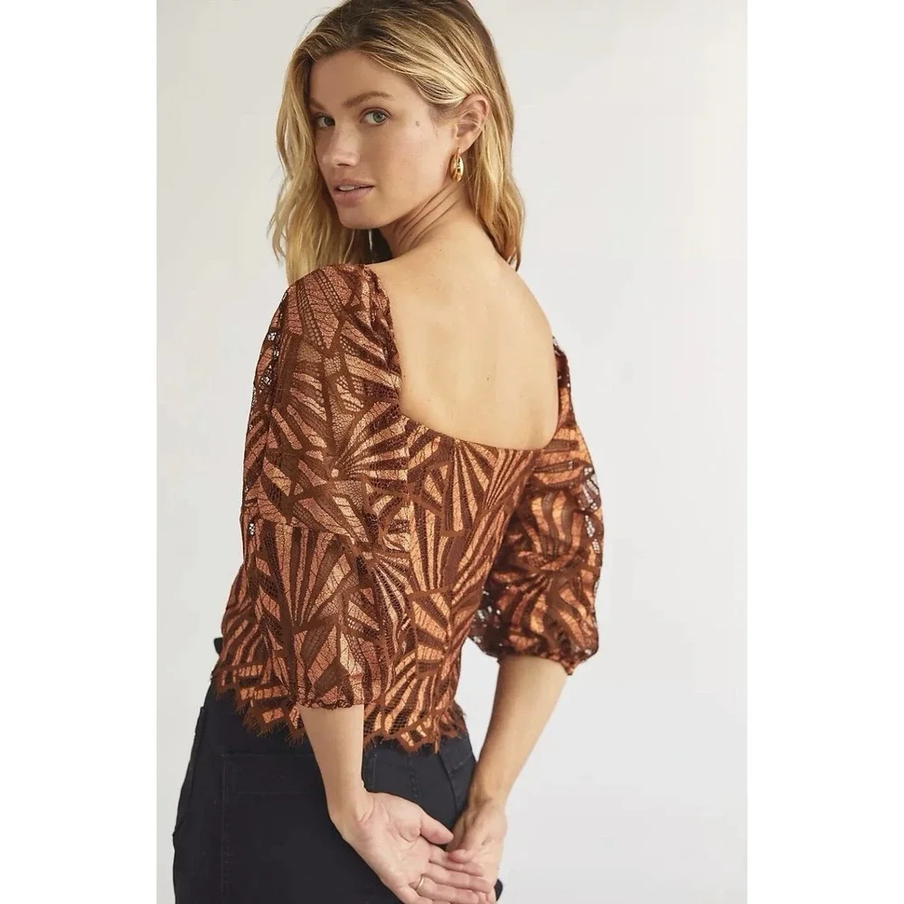 NEW Anthropologie Eva Franco Shine Womens SZ‎ S $180. Blouse Lace Boho Deco